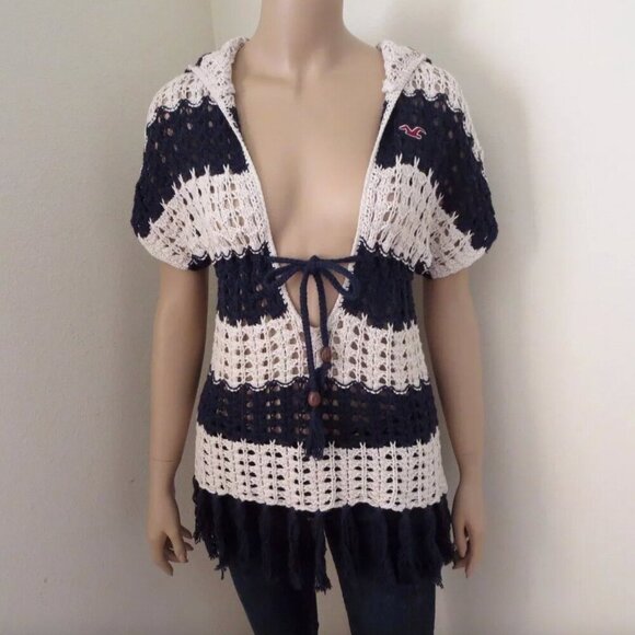 NWT Hollister Womens Knit Striped Sweater Size Small Swim Cover-up Top Shirt - Picture 1 of 7